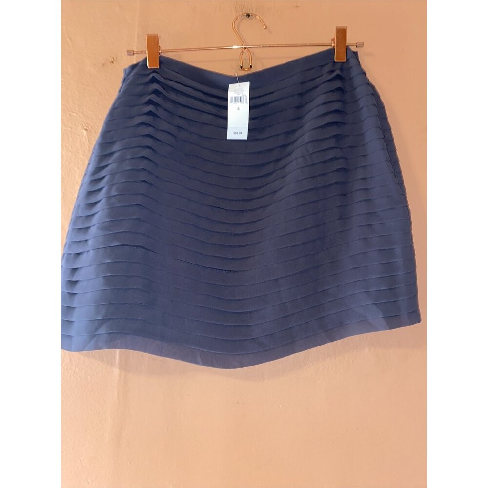 NWT Banana Republic Sheer Horizontal Pleated Gray Mini Skirt  Fully Lined size 6